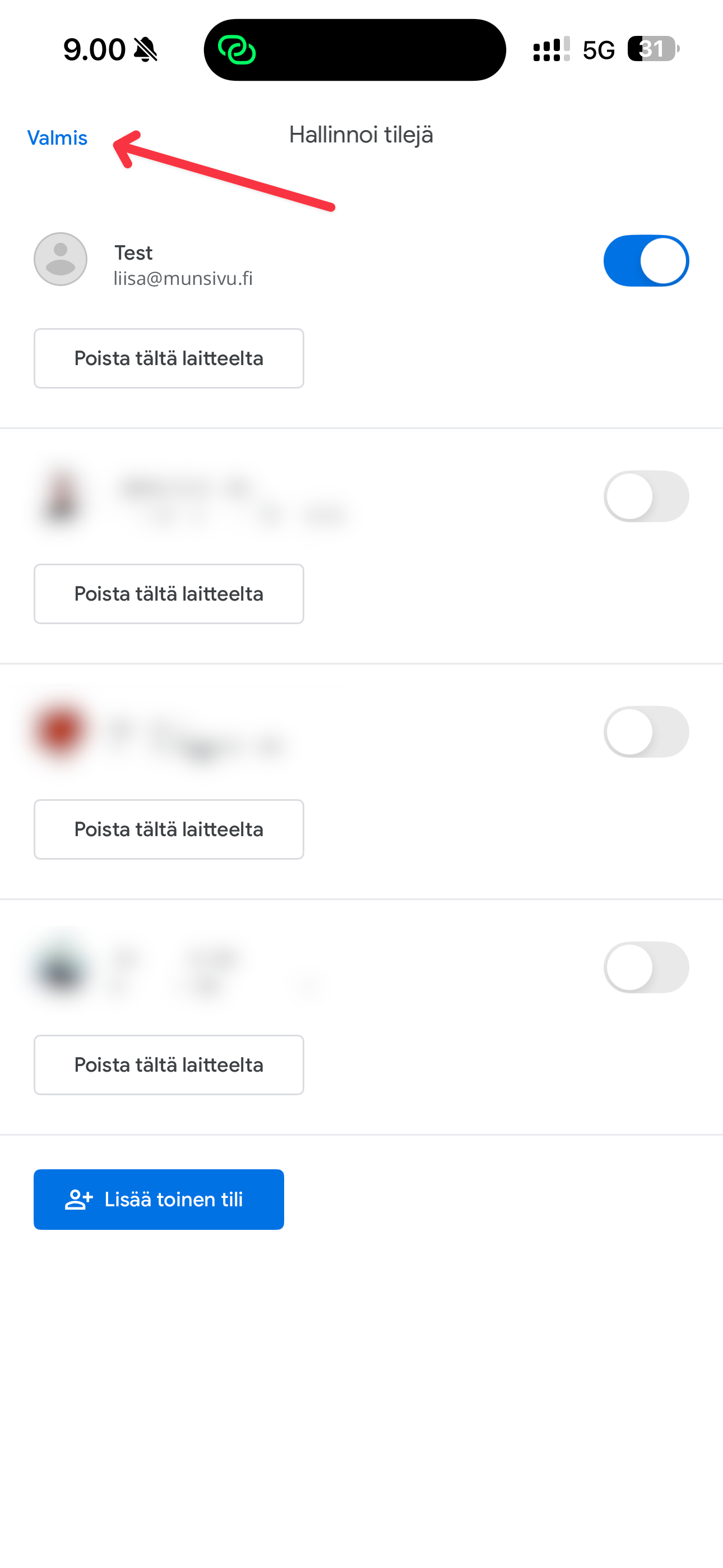 Sähköpostitili lisätty